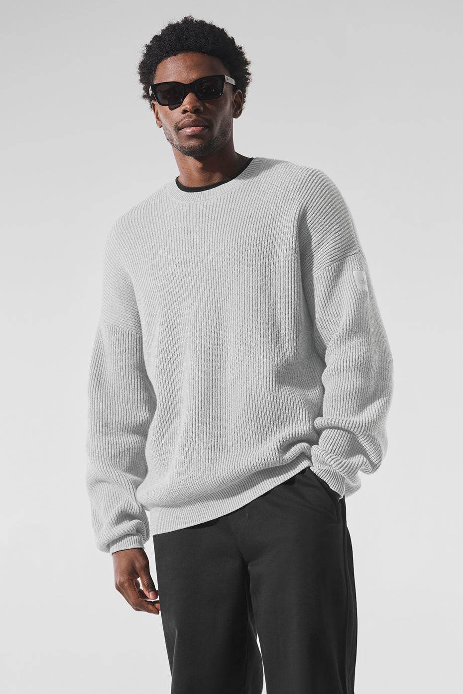 Sweat Col Ras-Du-Cou En Maille Côtelée Domain - Athletic Heather Grey