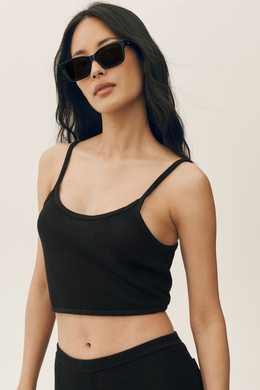 Débardeur Court En Soie Et Cachemire Heat Wave - Noir