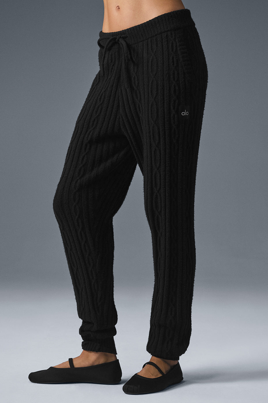 Pantalon En Maille Torsadée Winter Bliss - Noir