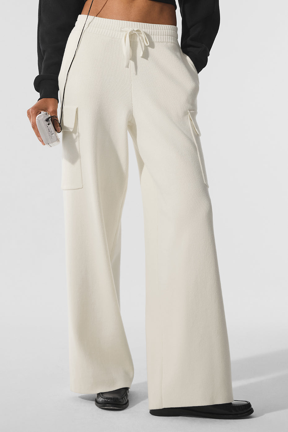 Pantalon Cargo Taille Haute Scholar Knit - Ivory