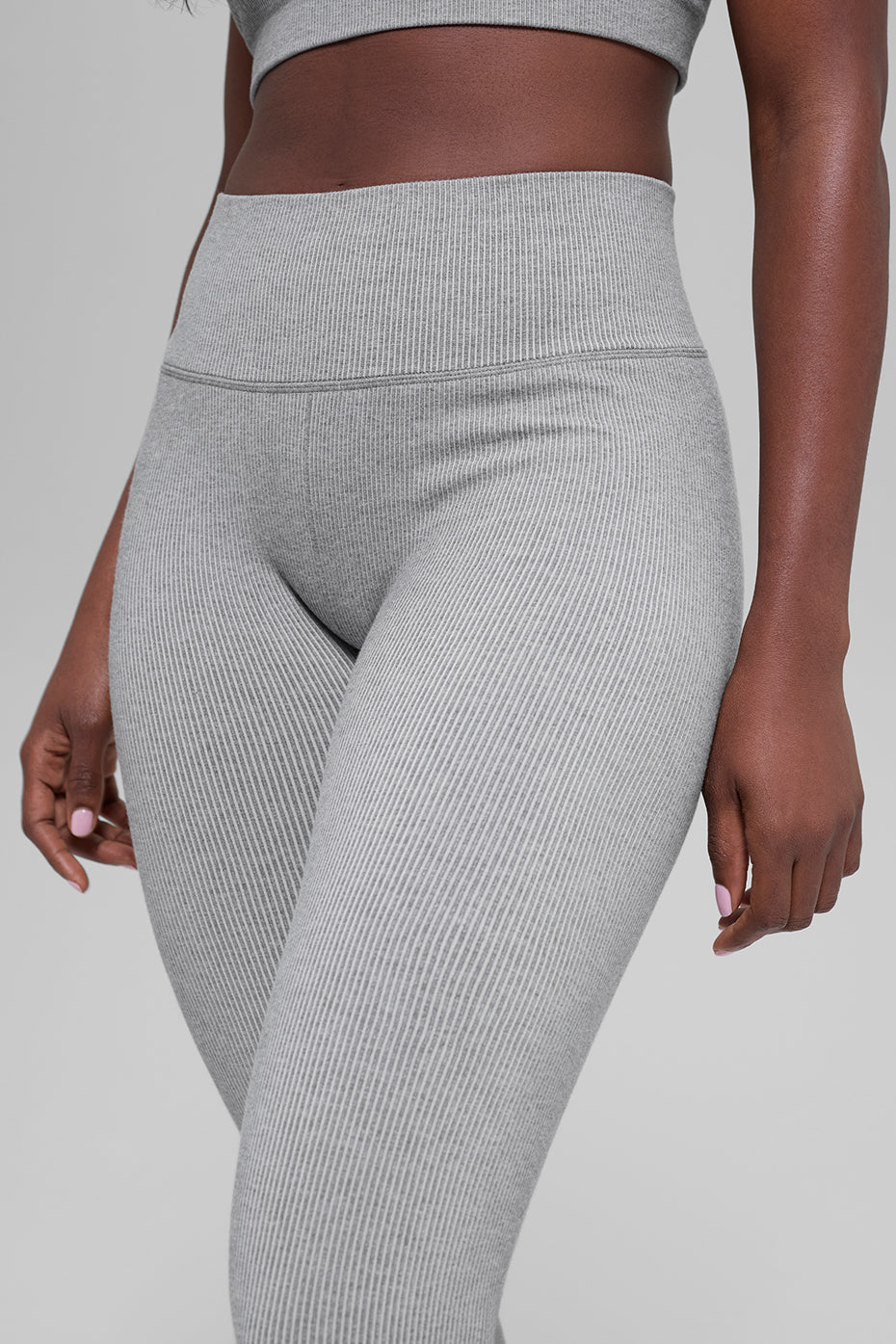 Legging Côtelé Taille Haute Sans Coutures Two Tone - Light Misty Grey Heather