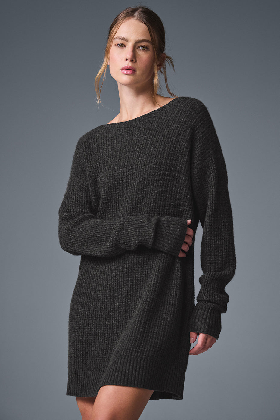 Robe En Cachemire Plush Waffle - Dark Heather Grey