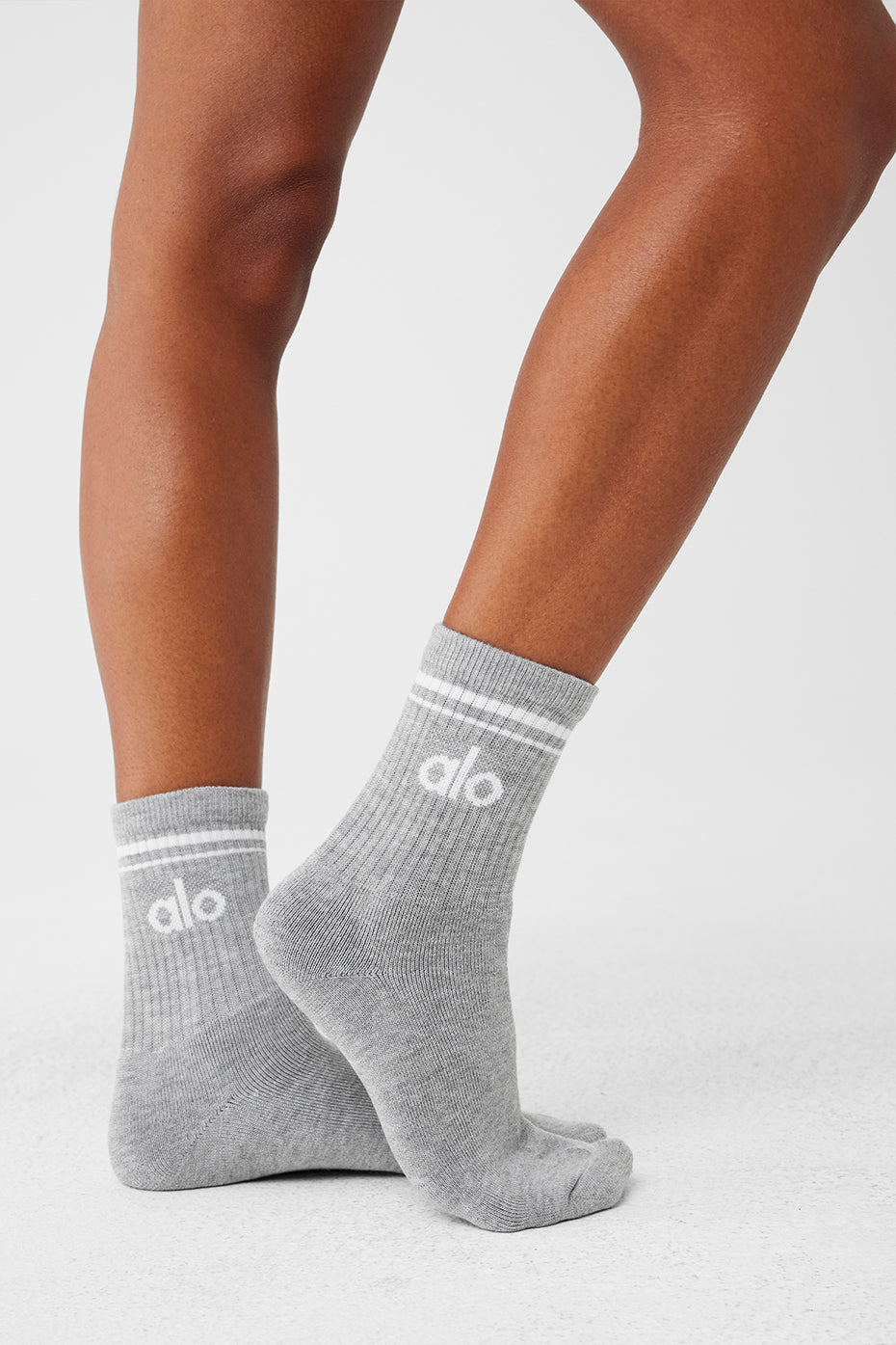 Chaussettes Mi-Hautes Unisexes Throwback - Athletic Heather Grey/Blanc