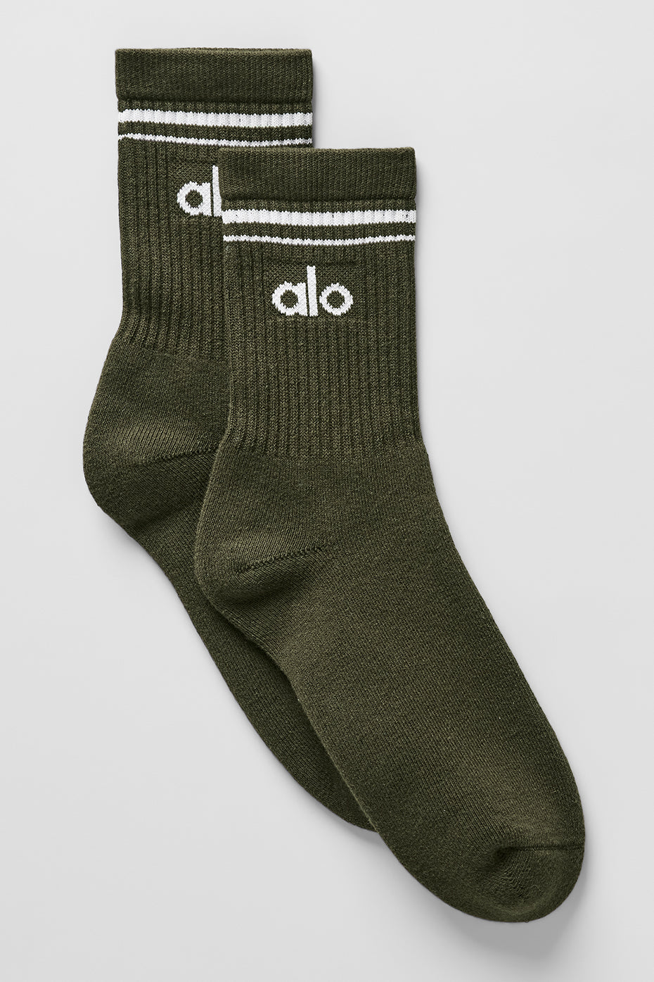 Chaussettes Mi-Hautes Unisexes Throwback - Green Olive/Blanc
