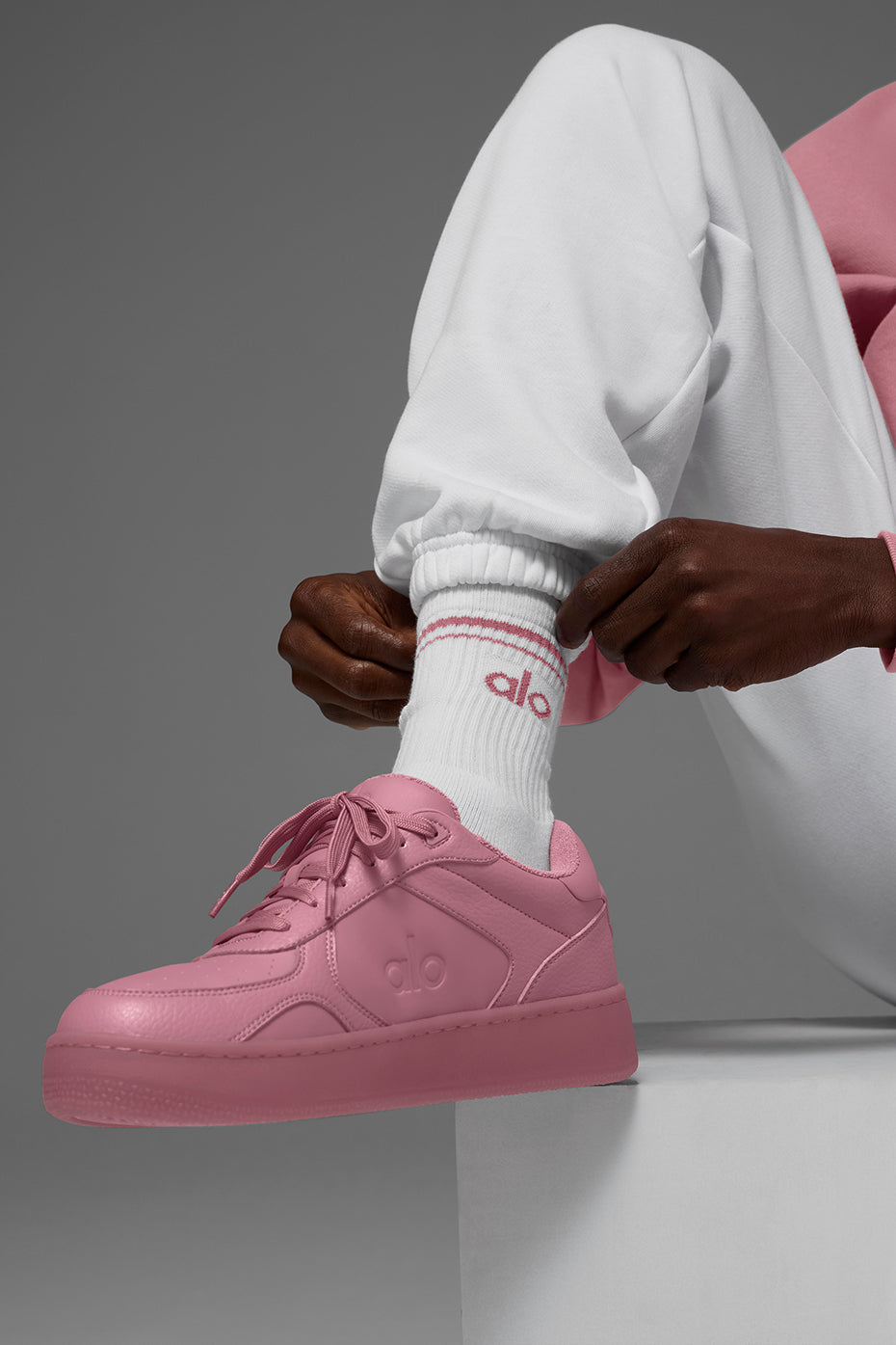 Chaussettes Mi-Hautes Unisexes Throwback - Blanc/Pink Wild Rose