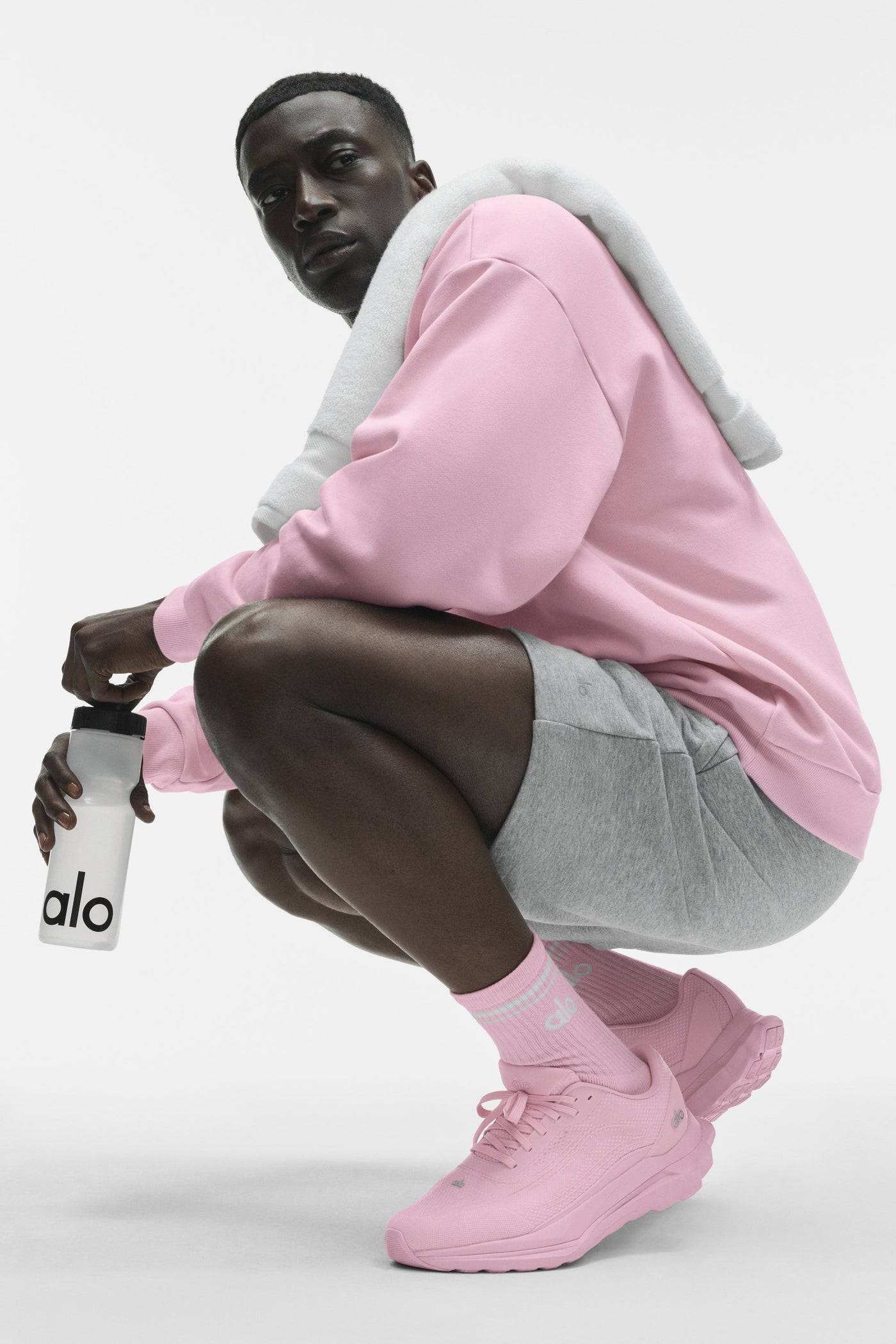 Chaussettes unisexes à demi-vis Throwback Rose guimauve/Blanc