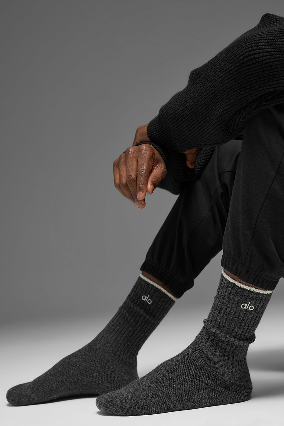 Chaussettes Unisexes En Laine Et Cachemire Light Frosted - Dark Slate Grey/Ivory