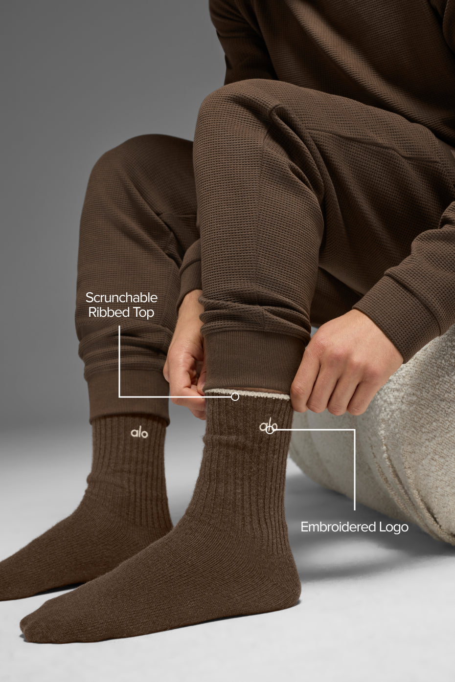 Chaussettes Unisexes En Laine Et Cachemire Light Frosted - Espresso Heather/Ivory
