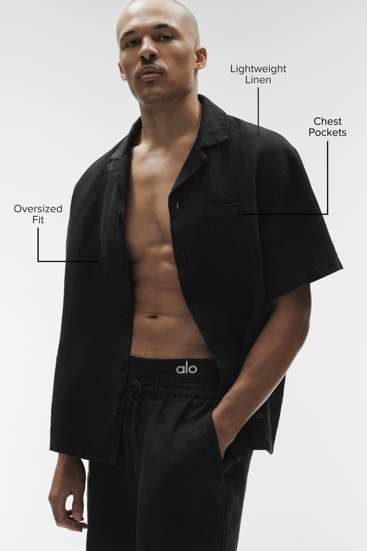 Chemise Manches Courtes Linen Days - Noir