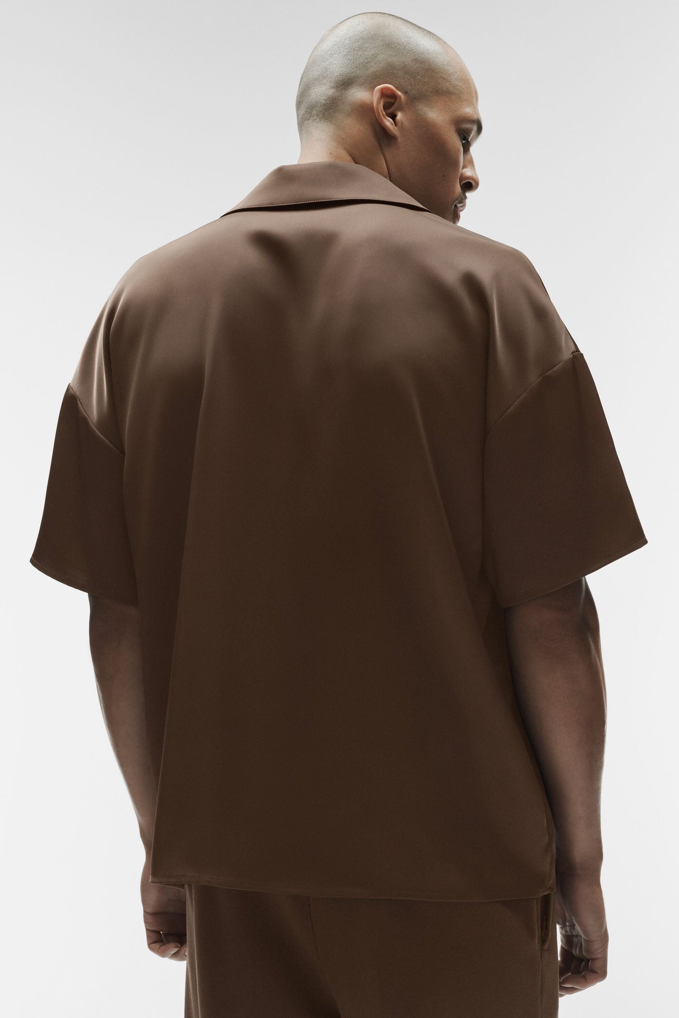 Chemise Manches Courtes Satin Horizon - Espresso