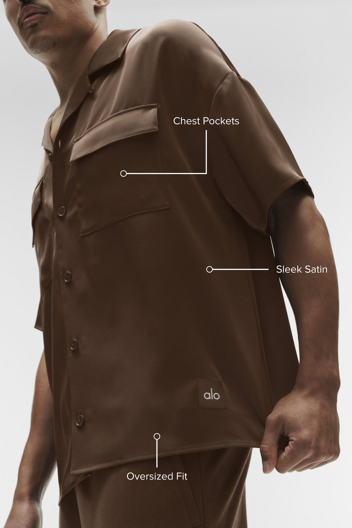 Chemise Manches Courtes Satin Horizon - Espresso