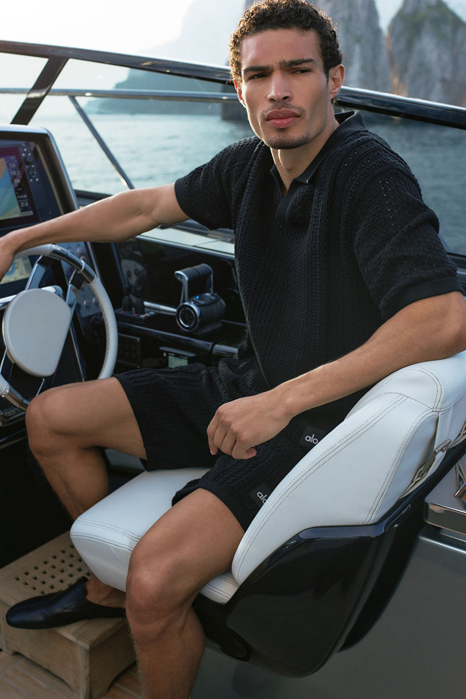 Polo Manches Courtes En Maille Coastline - Noir
