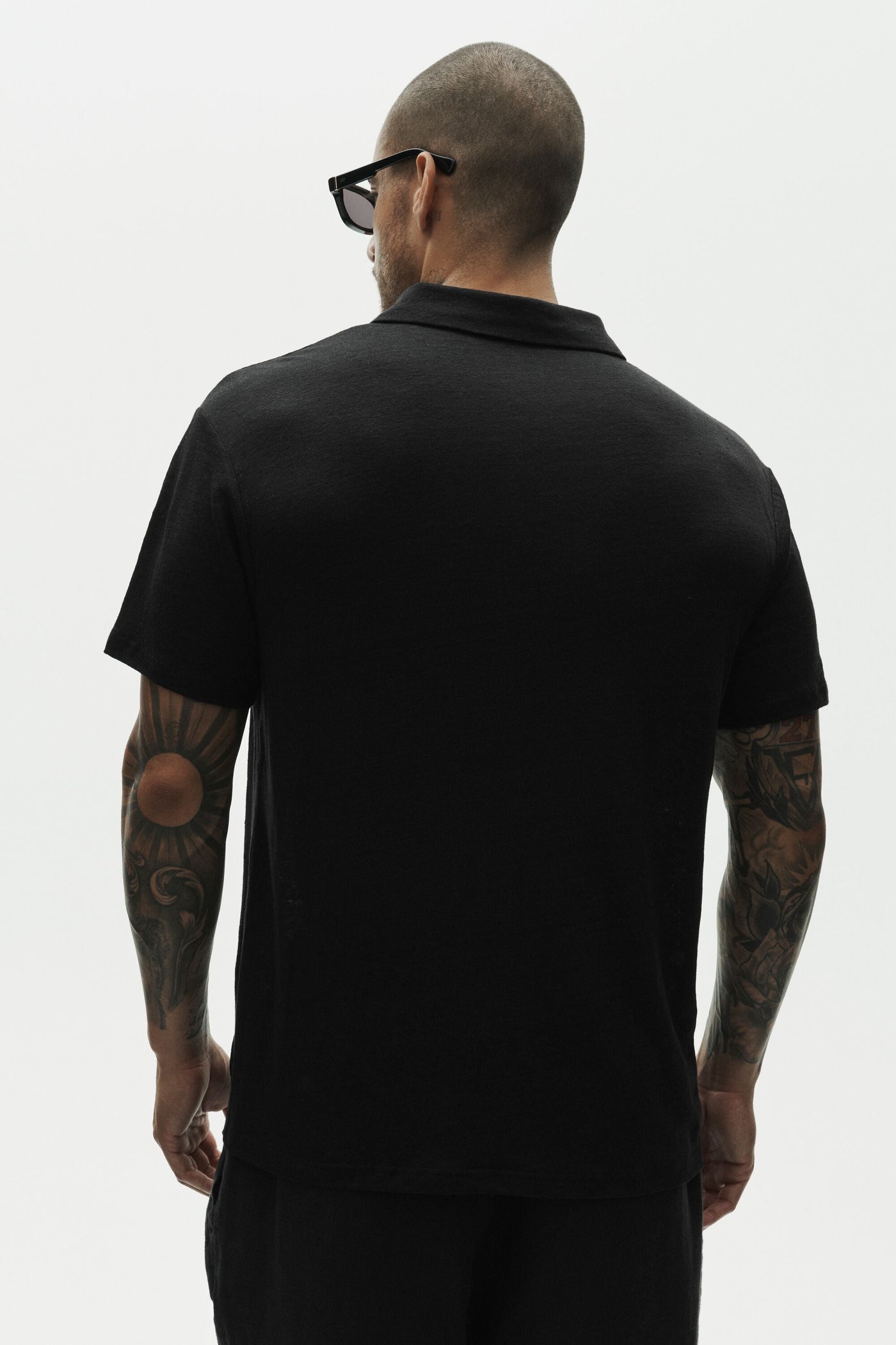 Polo Manches Courtes En Jersey De Lin Coastal - Noir