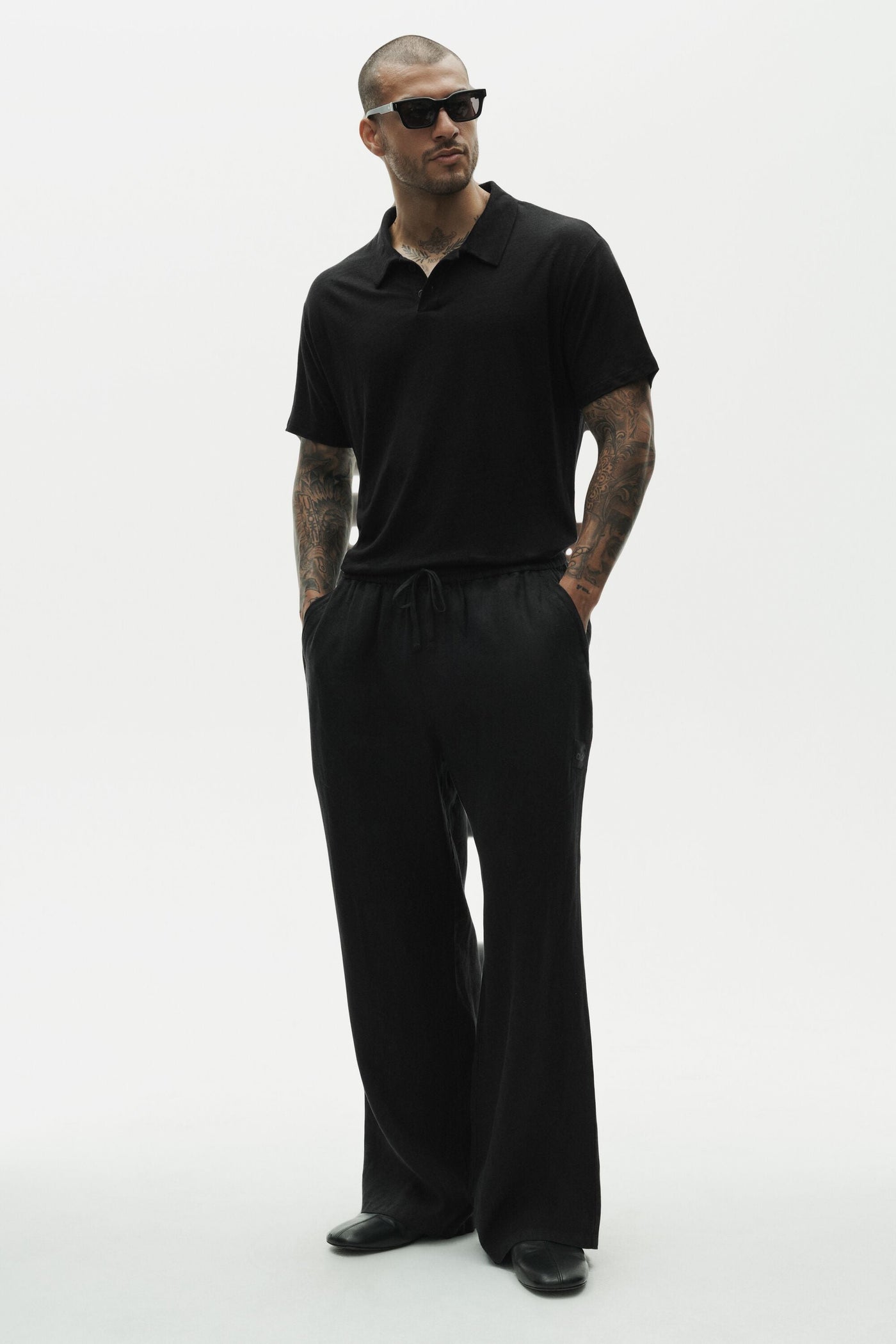Polo Manches Courtes En Jersey De Lin Coastal - Noir