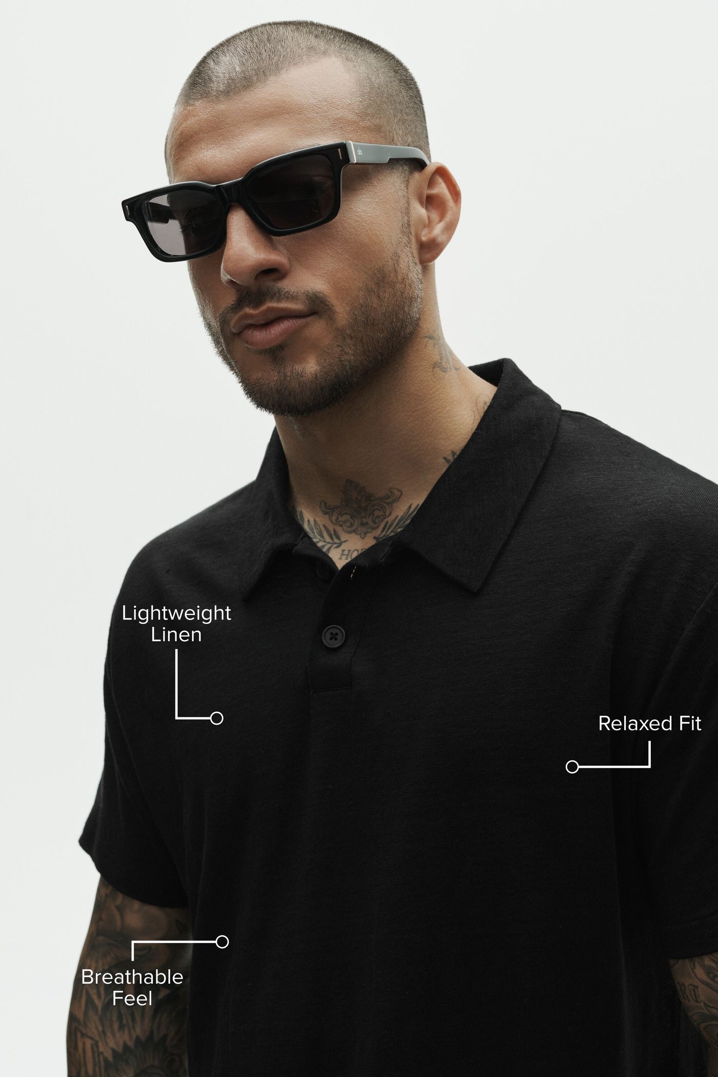 Polo Manches Courtes En Jersey De Lin Coastal - Noir