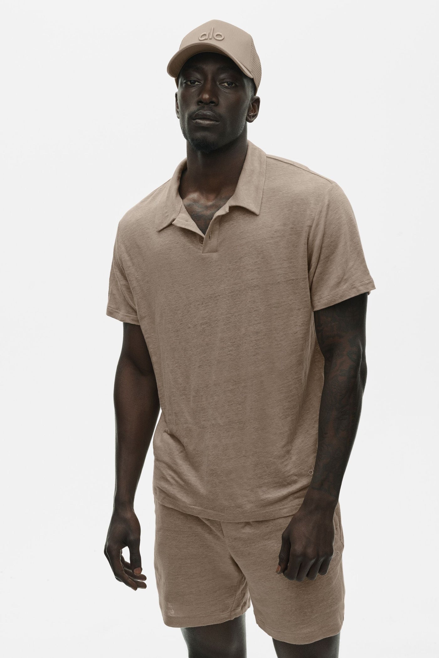 Polo Manches Courtes En Jersey De Lin Coastal - Gravel