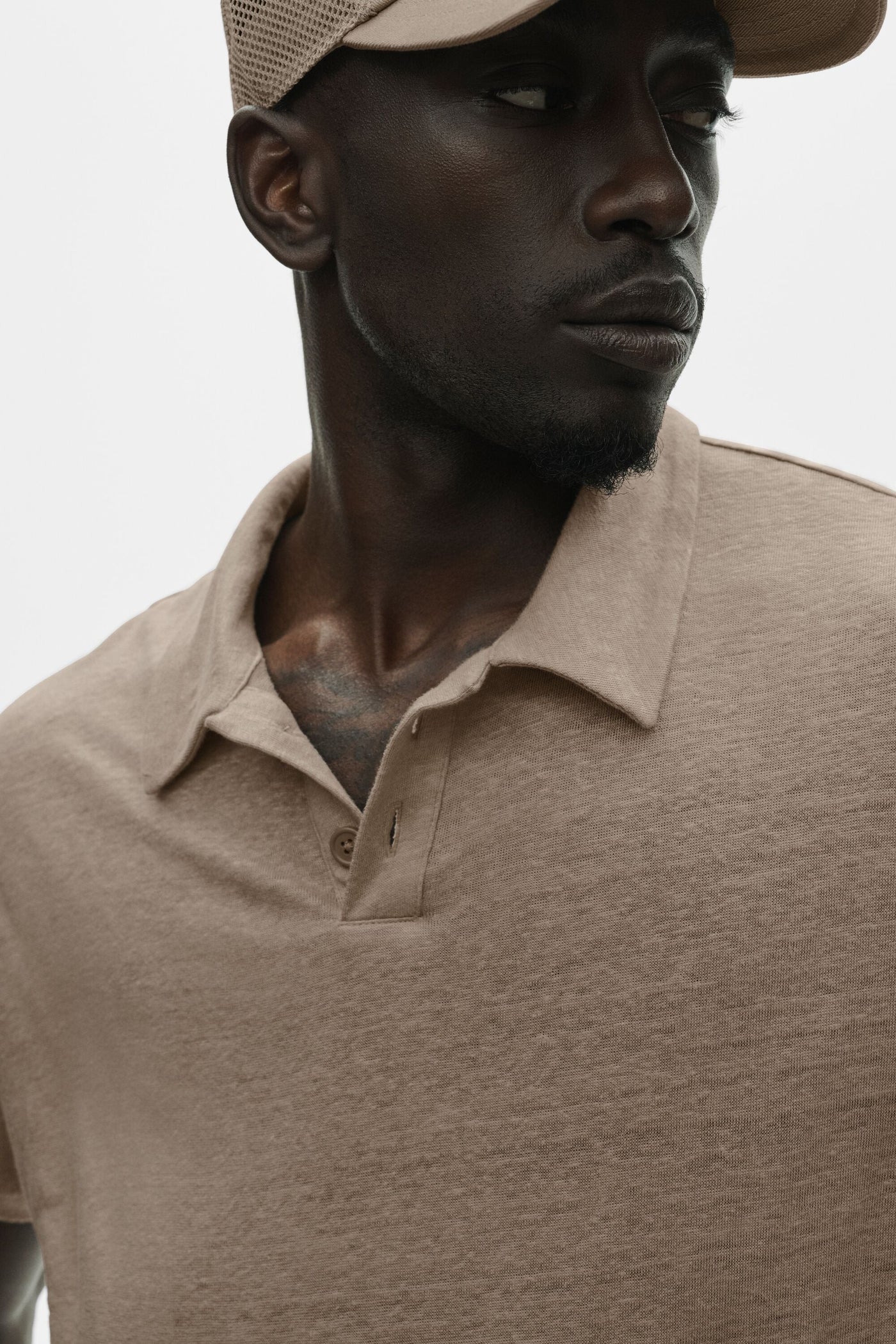 Polo Manches Courtes En Jersey De Lin Coastal - Gravel