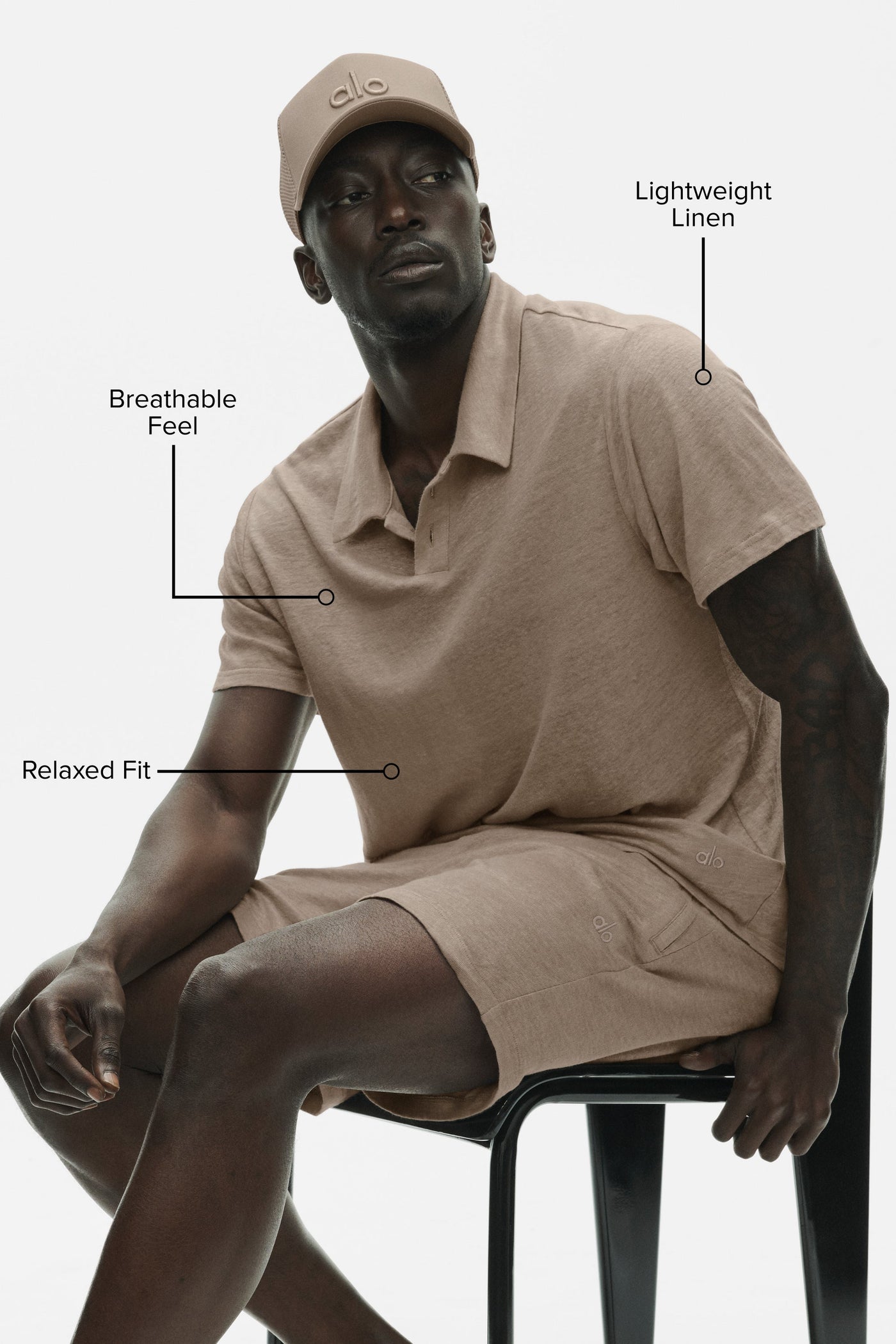 Polo Manches Courtes En Jersey De Lin Coastal - Gravel