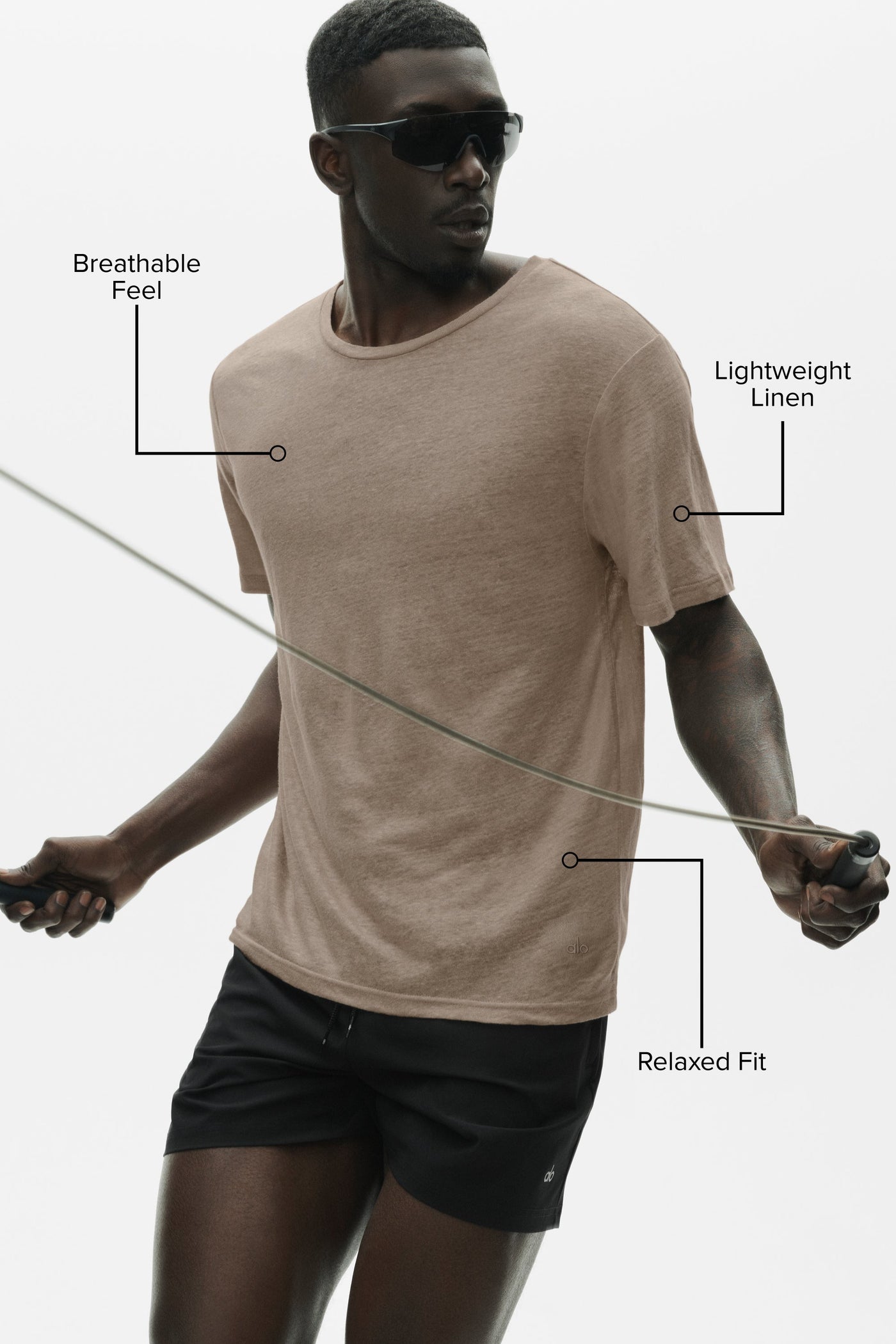 T-Shirt Manches Courtes En Jersey De Lin Coastal - Gravel