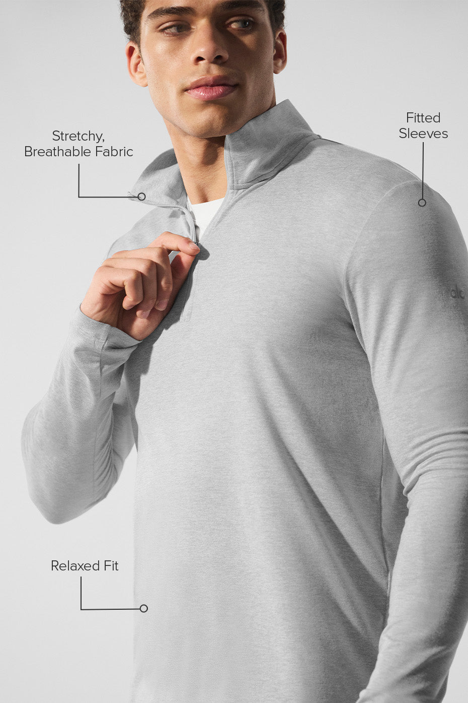Conquer Manches longues 1/4 Zip Reform - Athletic Heather Grey
