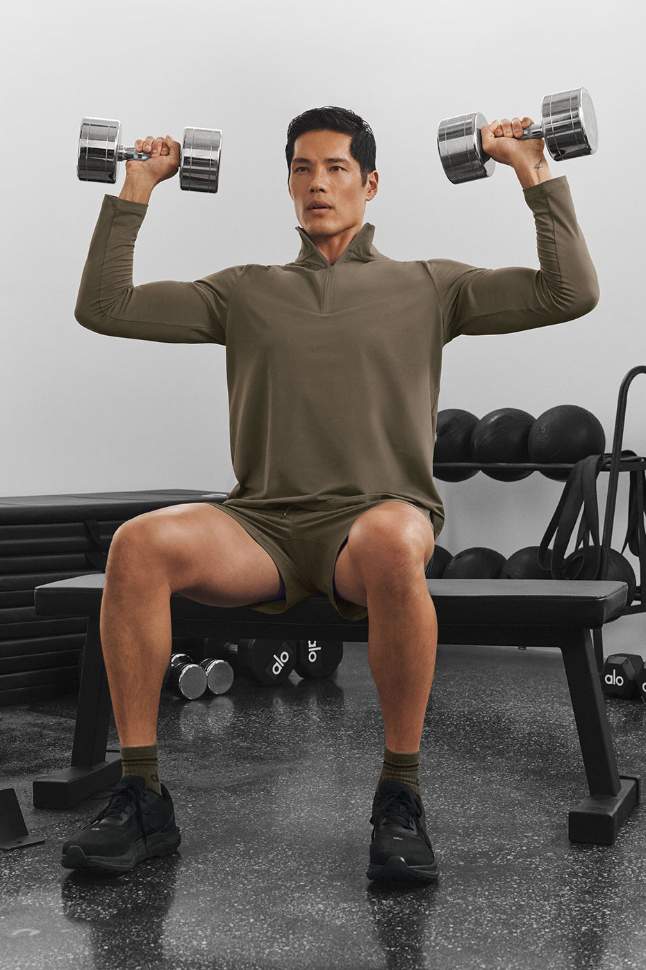 Conquer Manches longues 1/4 Zip Reform - Olive Tree
