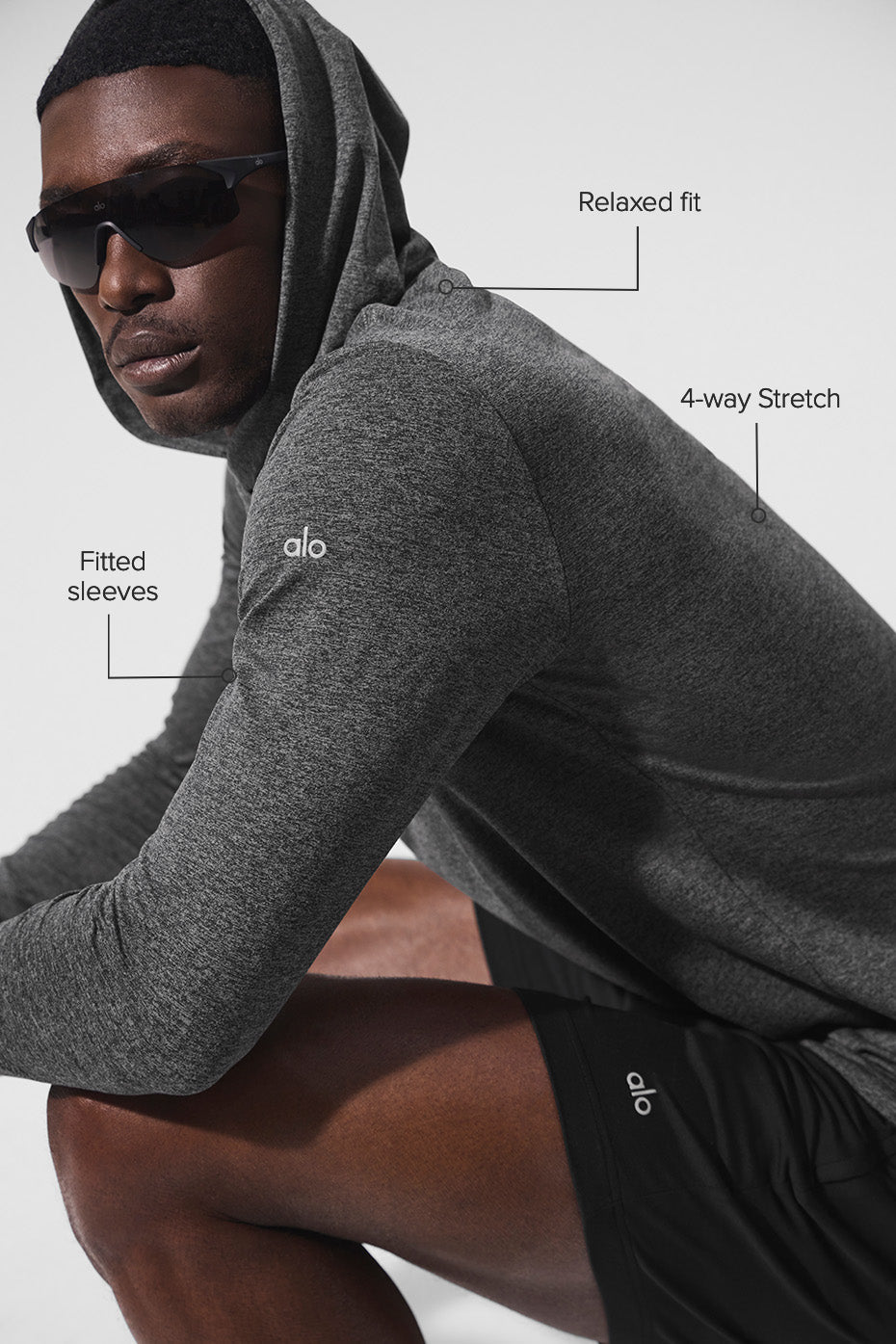 Haut Manches Longues À Capuche Conquer Reform - Dark Heather Grey