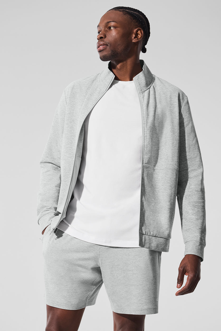 Haut zippé À Col Montant Conquer Max - Athletic Heather Grey