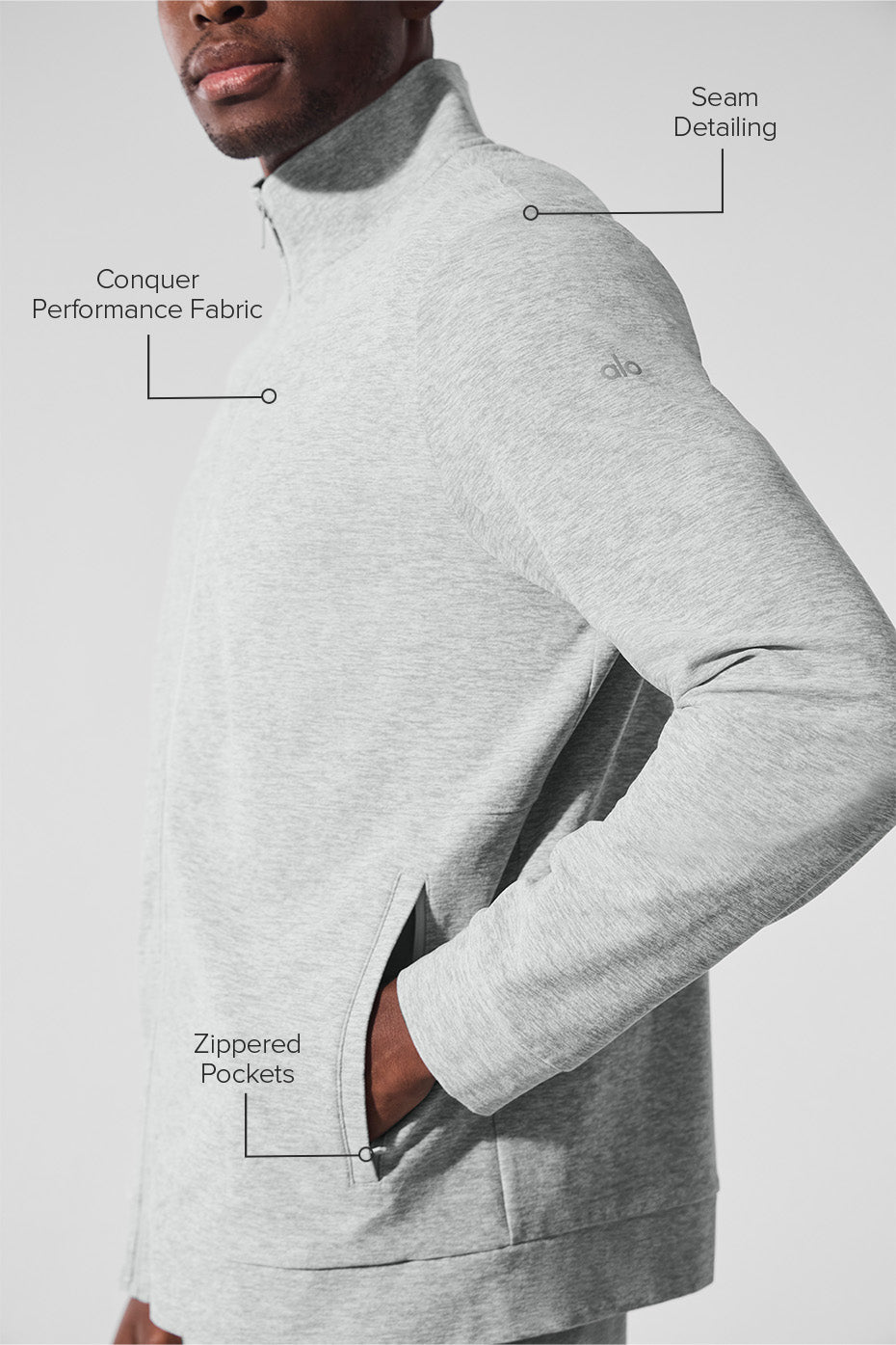 Haut zippé À Col Montant Conquer Max - Athletic Heather Grey