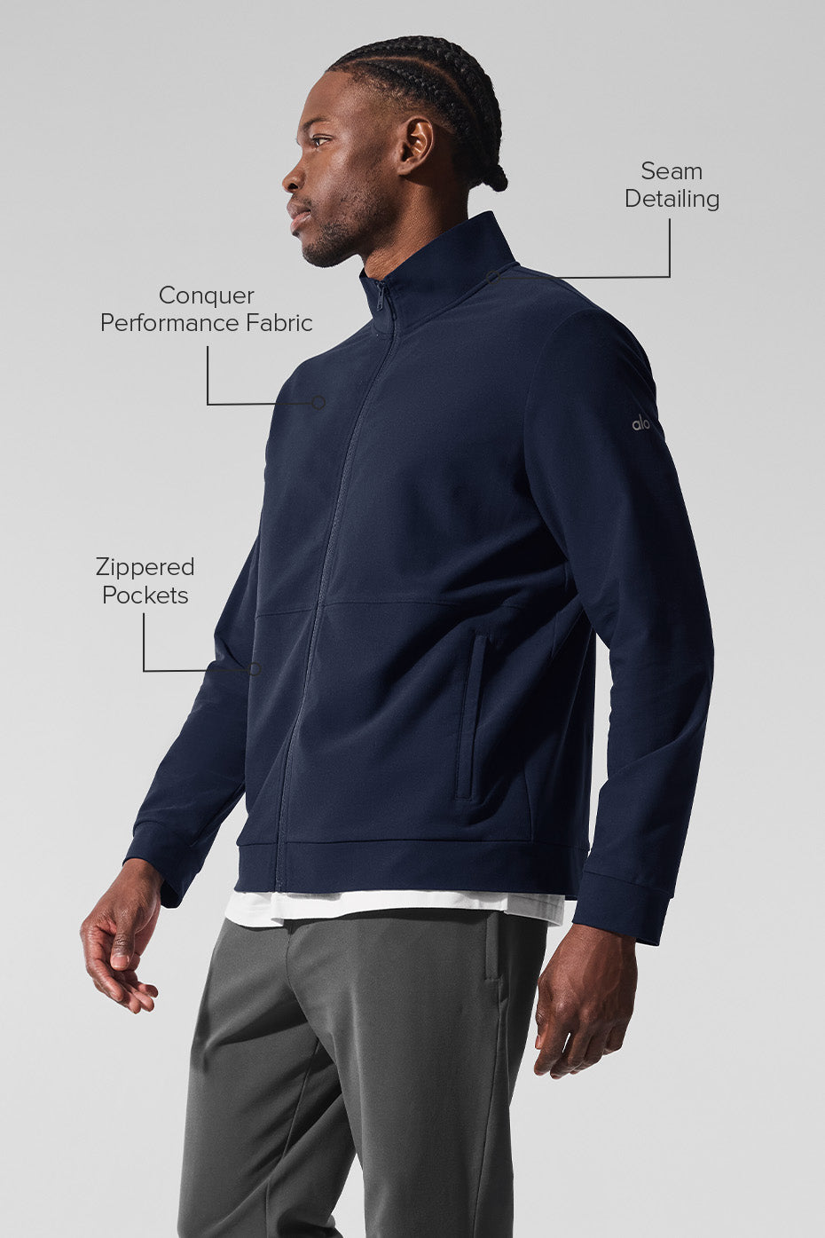 Haut Zippé À Col Montant Conquer Max - Navy