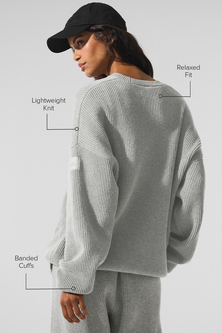 Sweat Col Ras-Du-Cou En Maille Côtelée Domain - Athletic Heather Grey