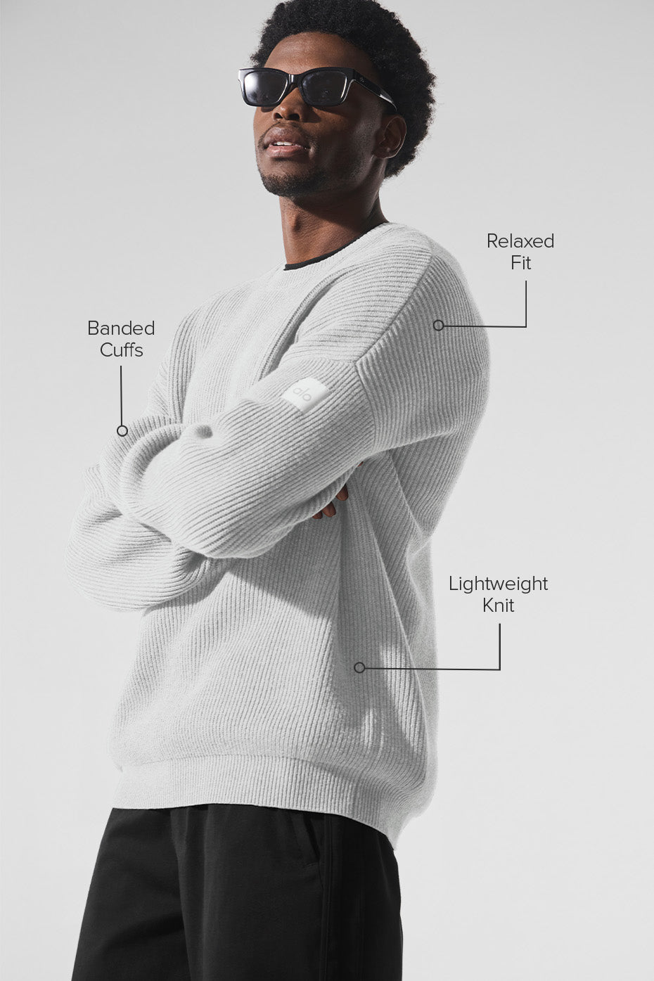 Sweat Col Ras-Du-Cou En Maille Côtelée Domain - Athletic Heather Grey