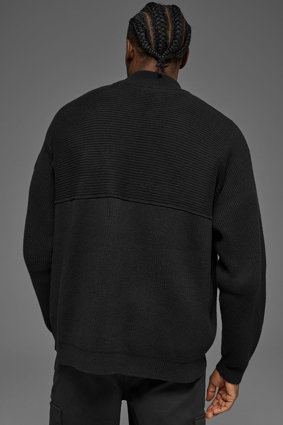 Pull Zippé 1/4 En Maille Côtelée Domain Shift - Noir
