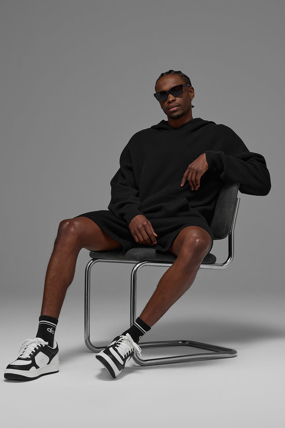 Sweat À Capuche En Maille Sports Club - Noir