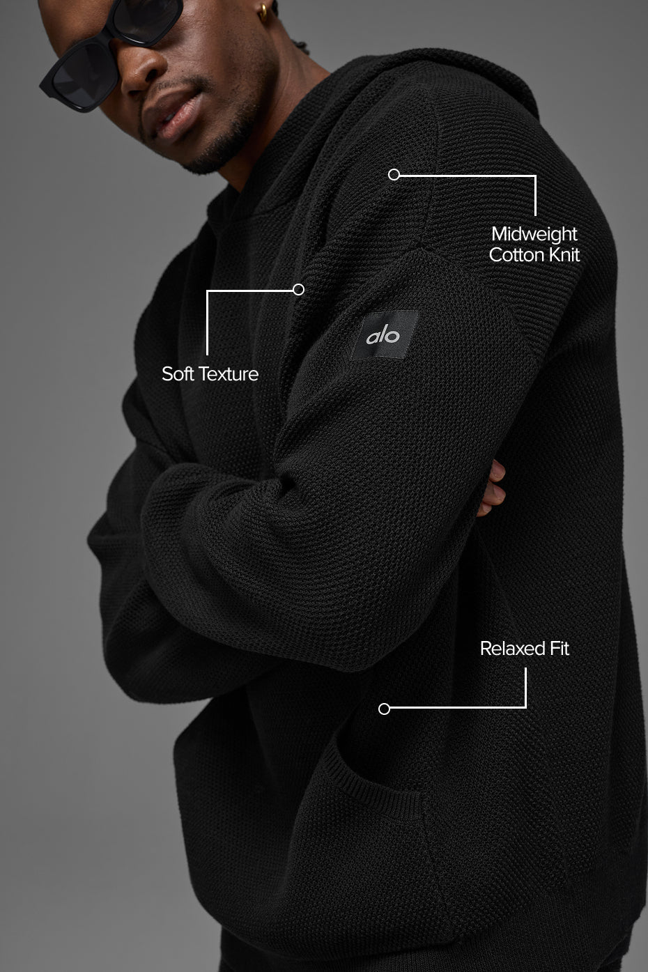 Sweat À Capuche En Maille Sports Club - Noir