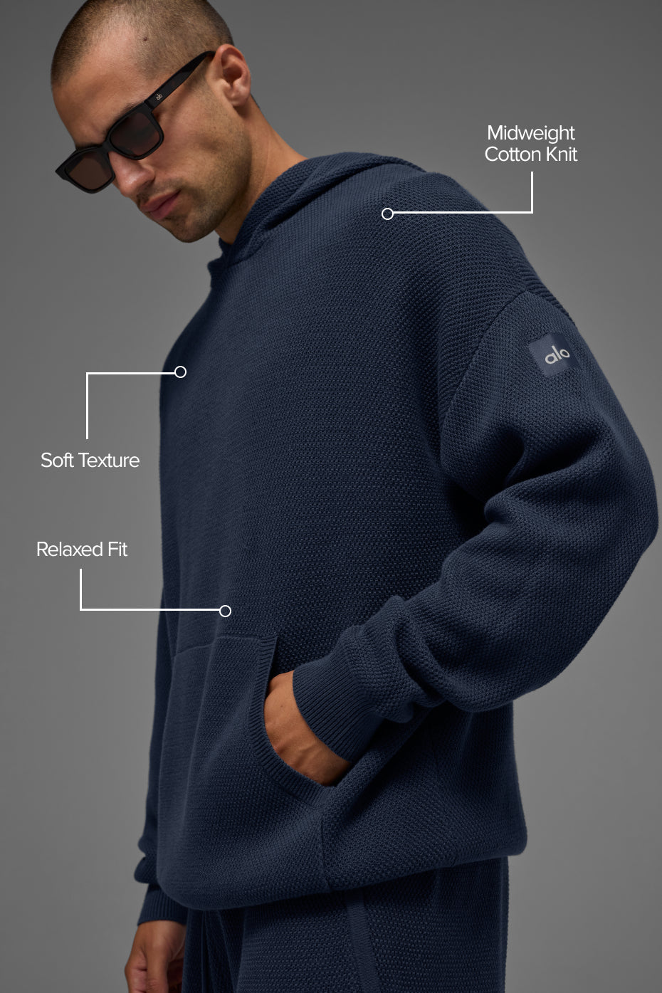 Sweat À Capuche En Maille Sports Club - Navy