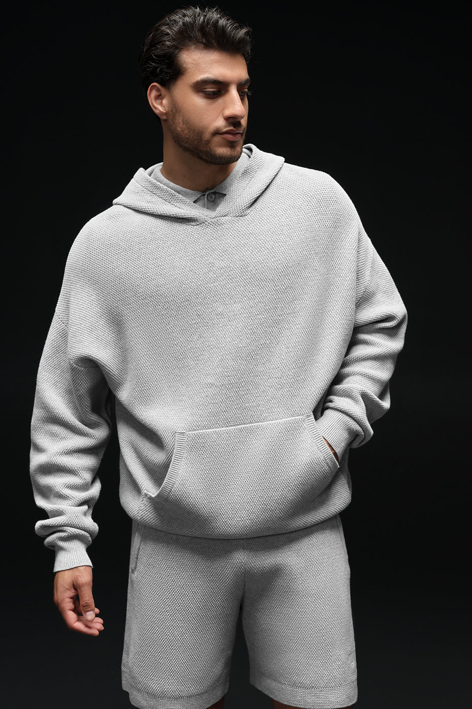 Sweat À Capuche En Maille Sports Club - Athletic Heather Grey