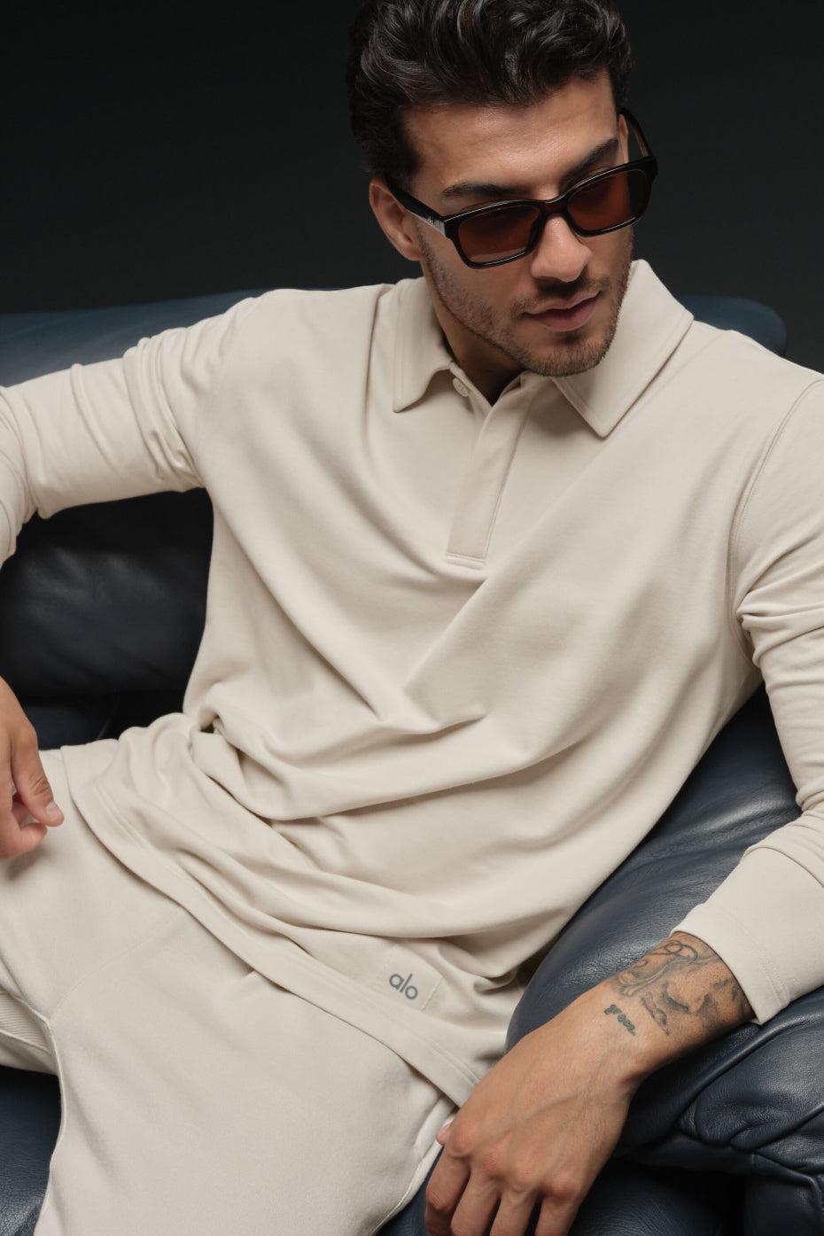 Polo Manches Longues Double Take - Bone