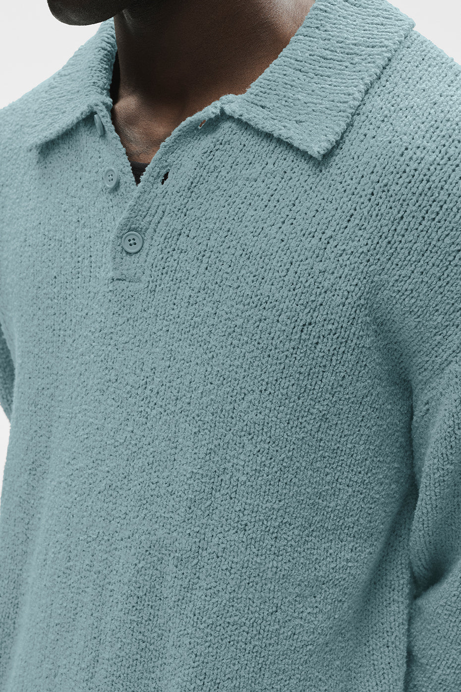 Polo Manches Longues En Maille Texturée - Desert Sage