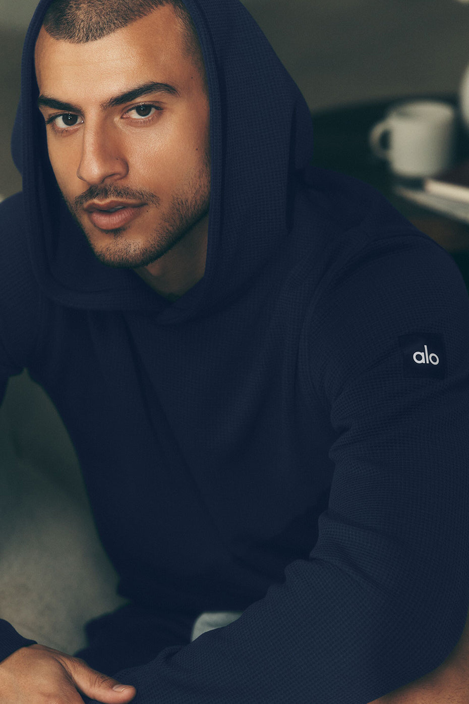 Sweat À Capuche Gaufré Lounge - Navy