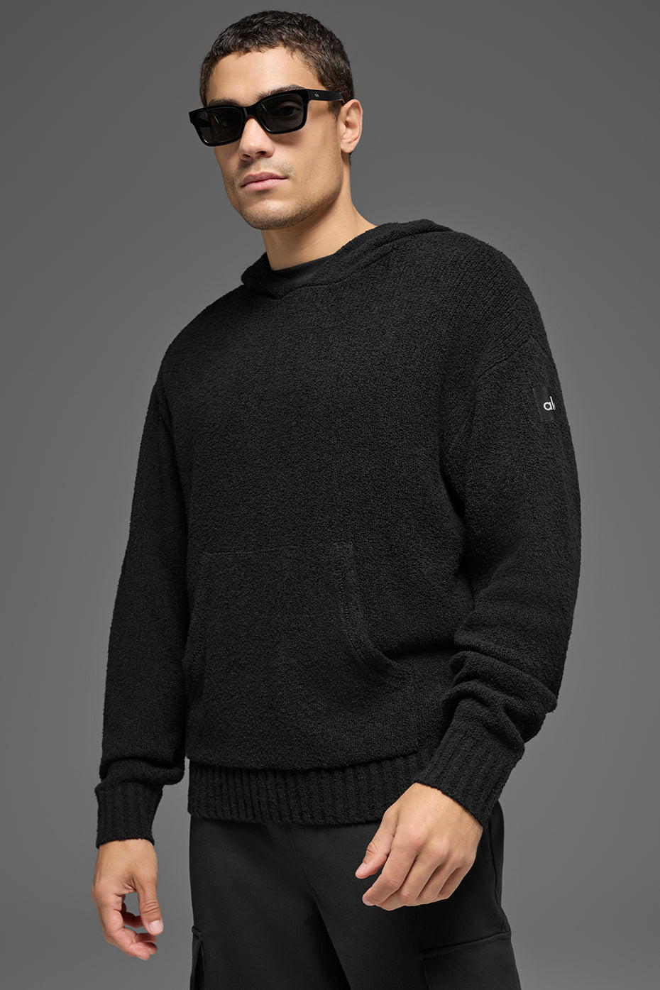 Sweat À Capuche En Maille Texturée - Noir