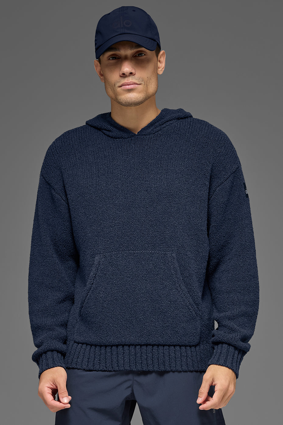 Sweat À Capuche En Maille Texturée - Navy