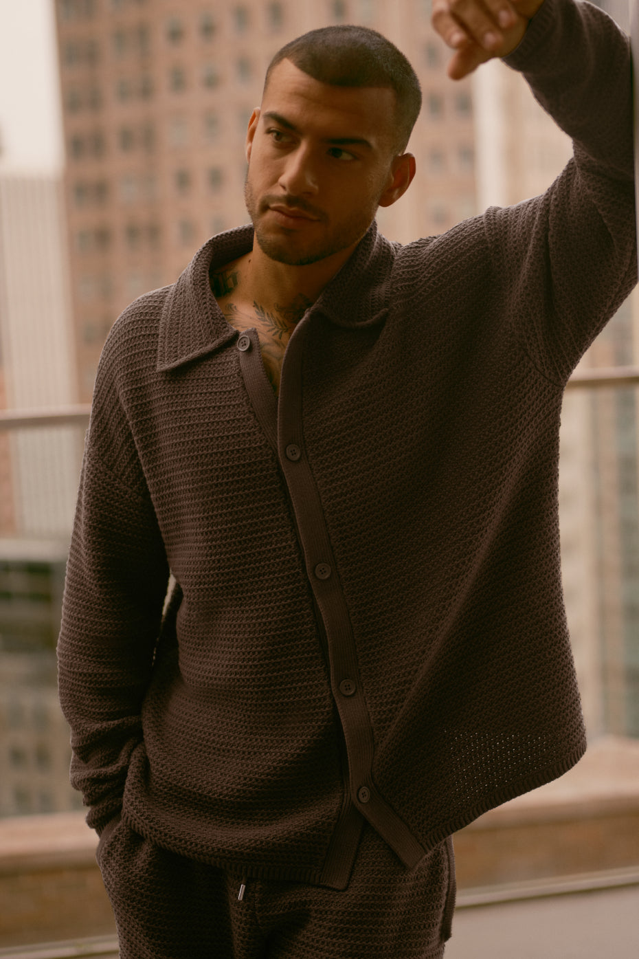 Chemise Manches Longues En Maille Shift - Espresso