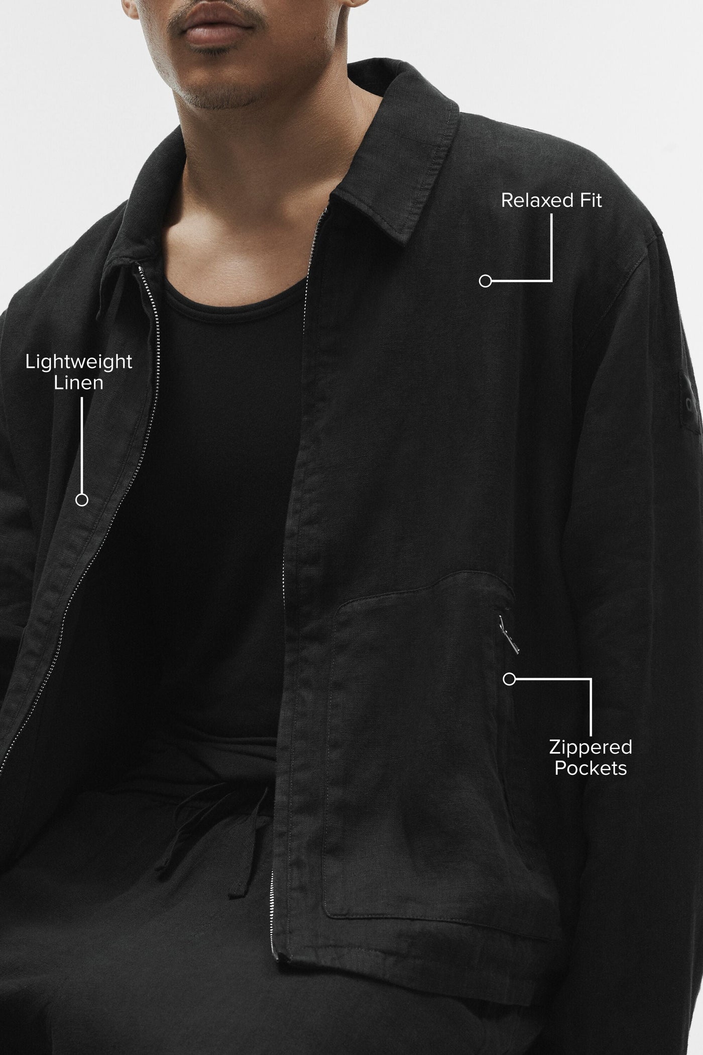 Veste Zippée Linen Days - Noir