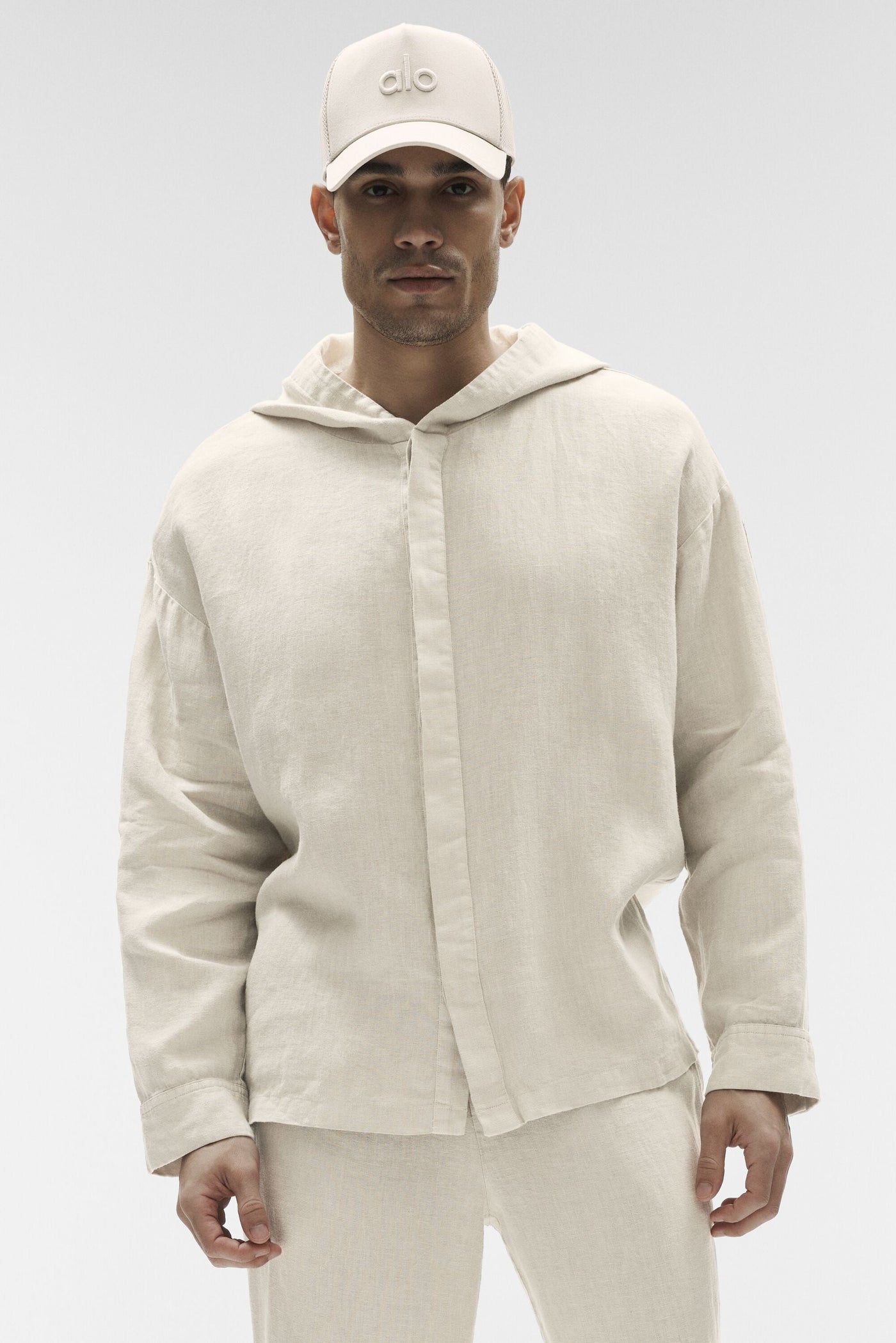 Veste À Capuche Boutonnée Linen Days - Bone