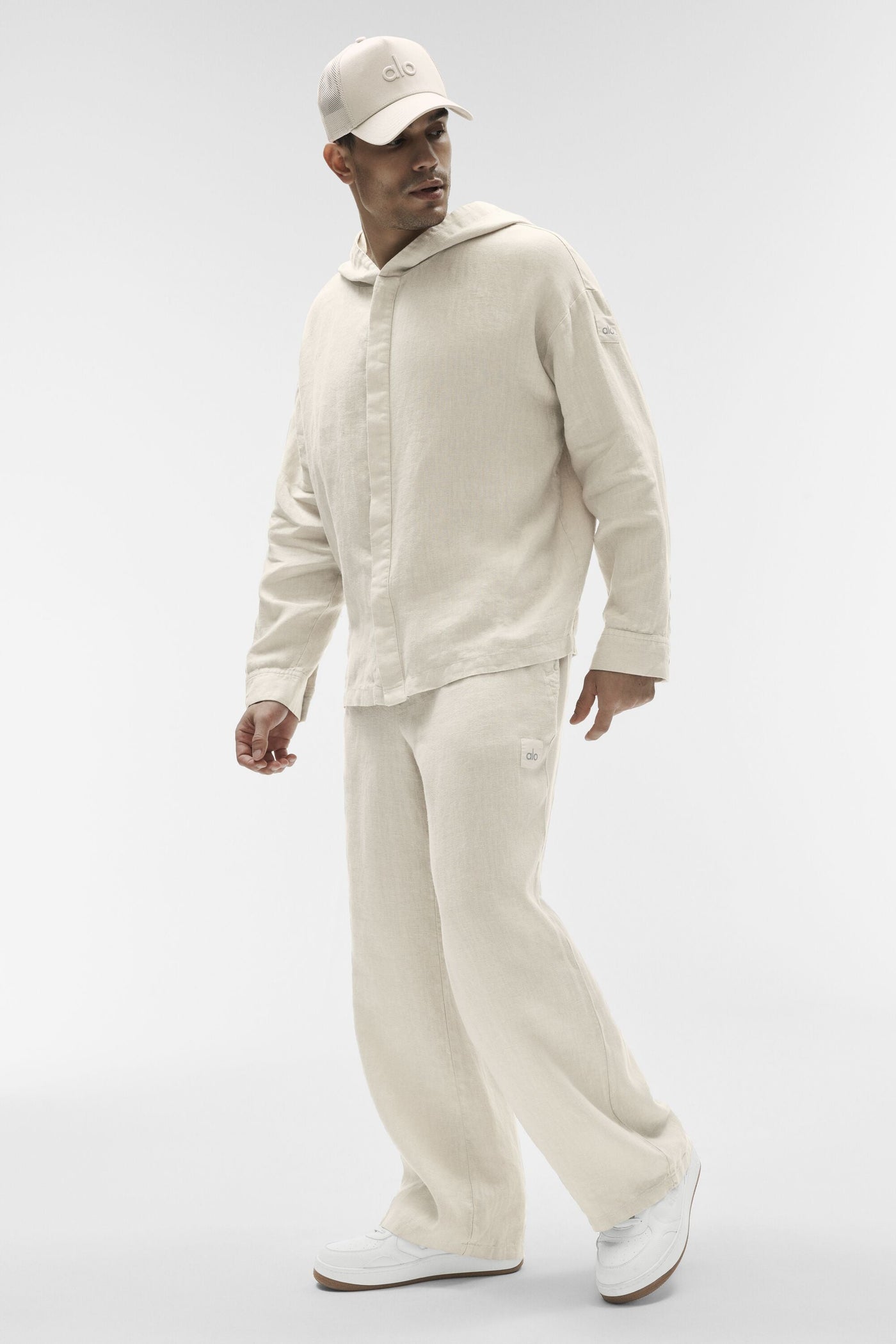 Veste À Capuche Boutonnée Linen Days - Bone