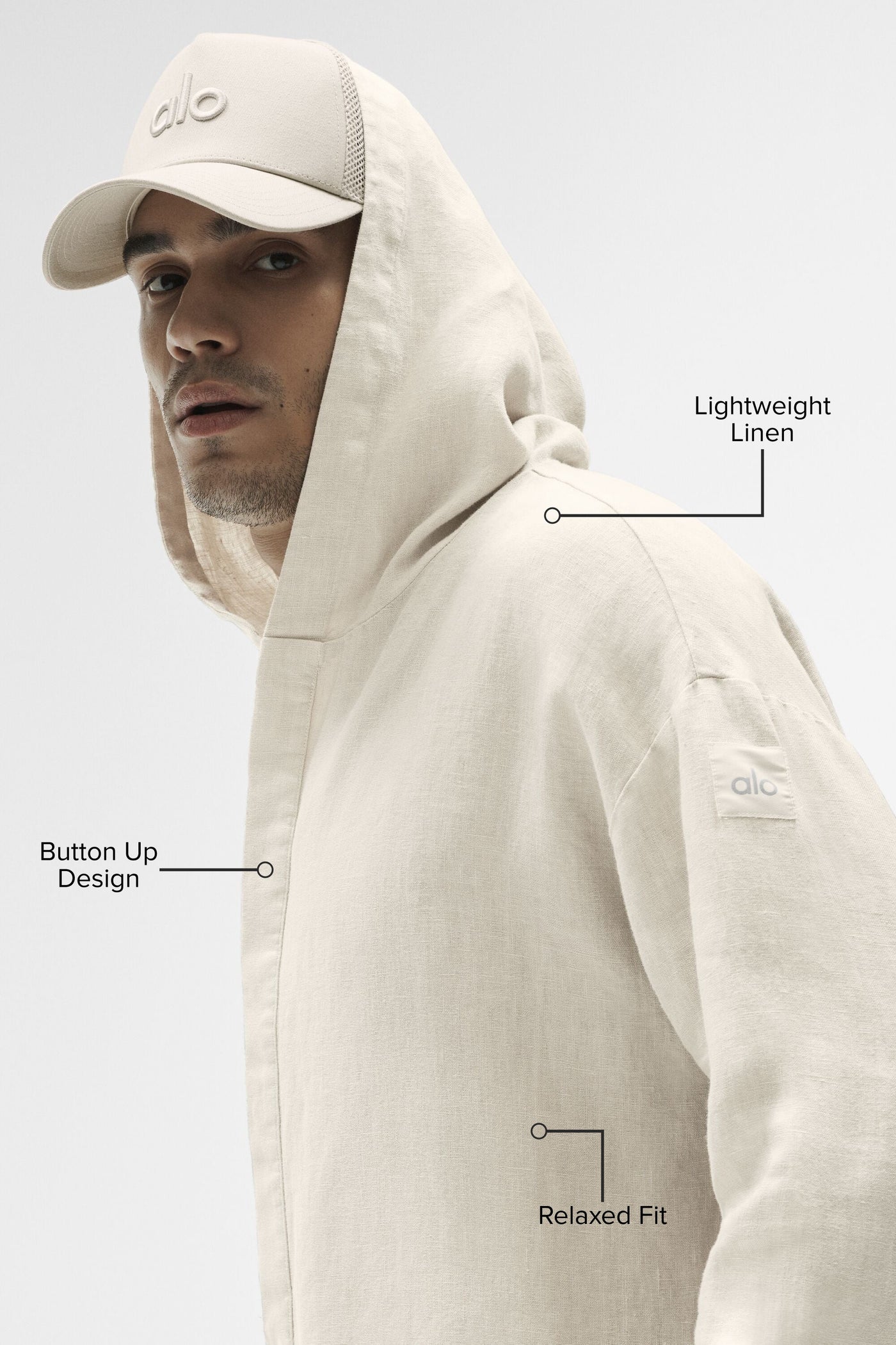 Veste À Capuche Boutonnée Linen Days - Bone