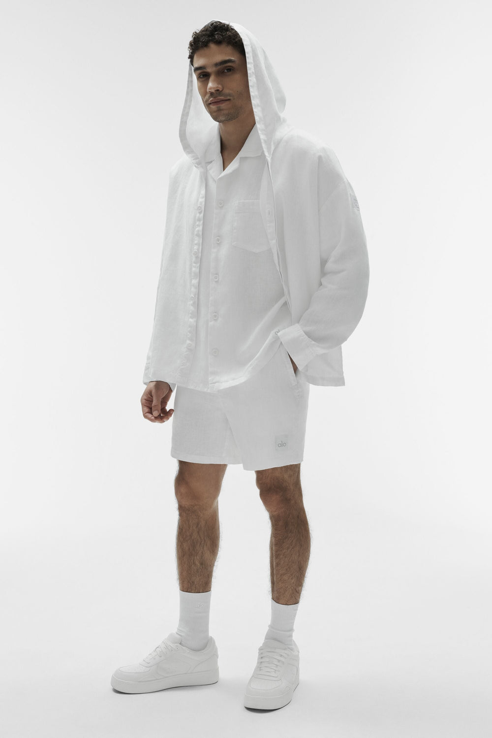 Veste À Capuche Boutonnée Linen Days - Blanc