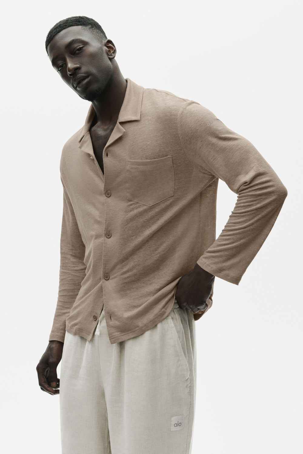 Chemise Manches Longues En Jersey De Lin Coastal - Gravel