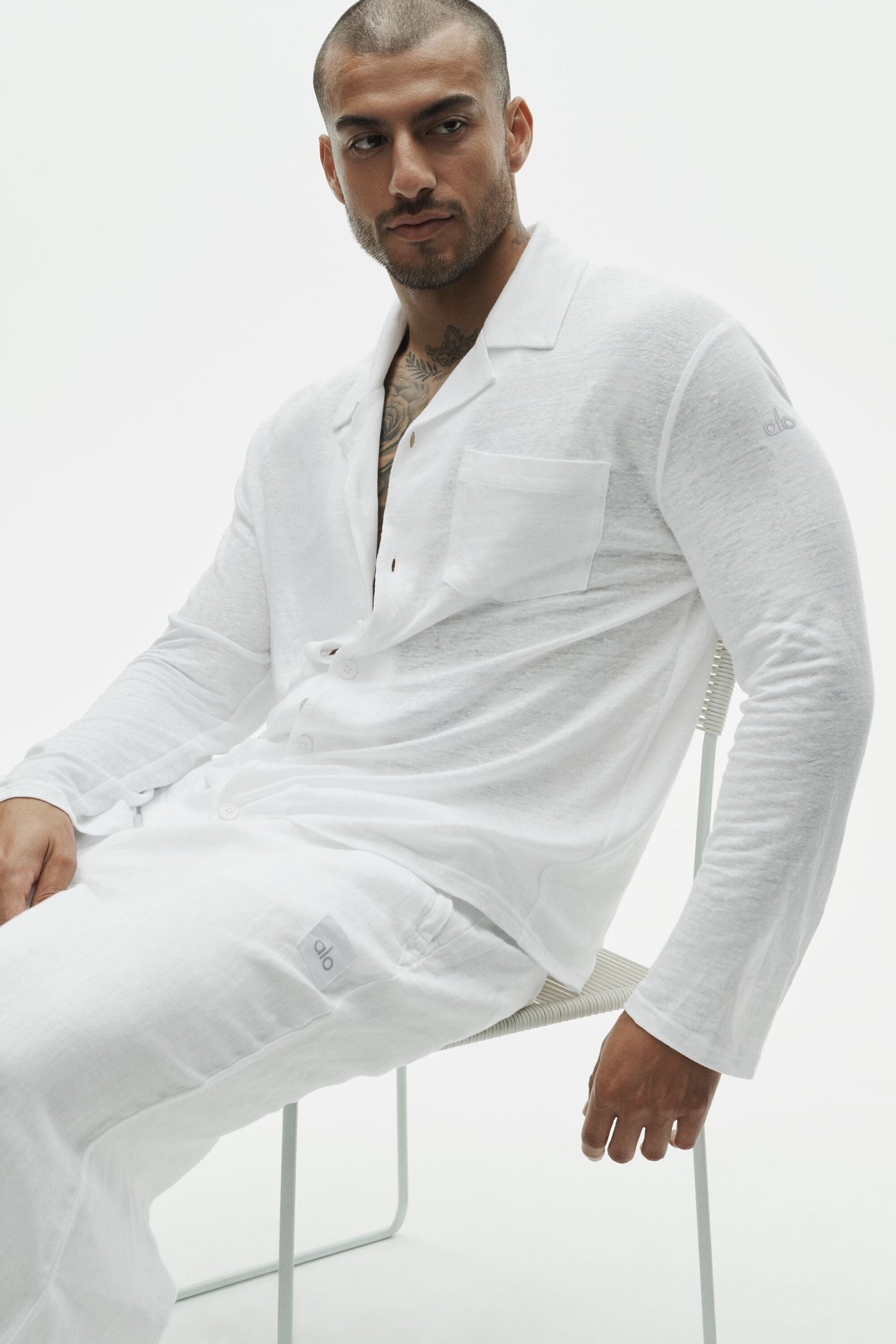 Chemise Manches Longues En Jersey De Lin Coastal - Blanc