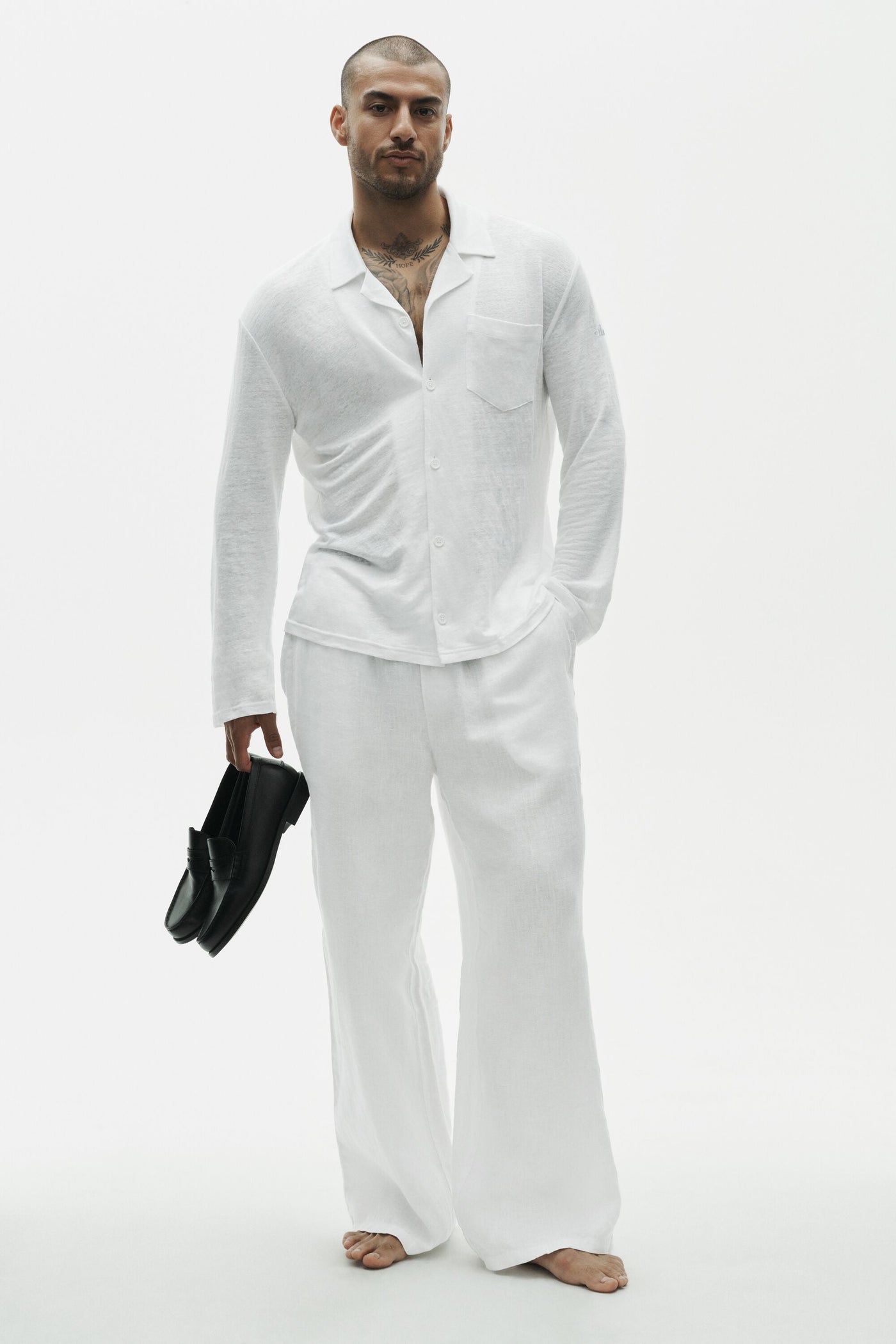 Chemise Manches Longues En Jersey De Lin Coastal - Blanc